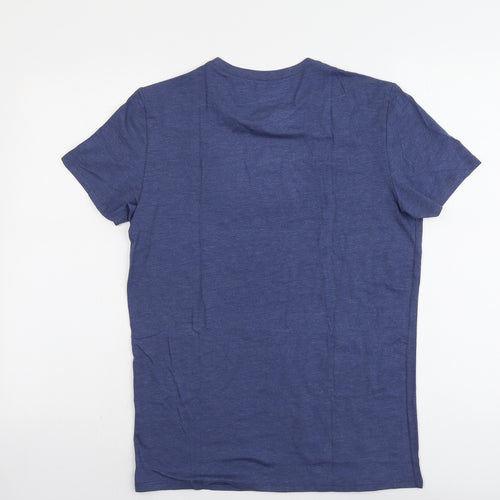 Marks and Spencer Mens Blue Acrylic T-Shirt Size M Round Neck