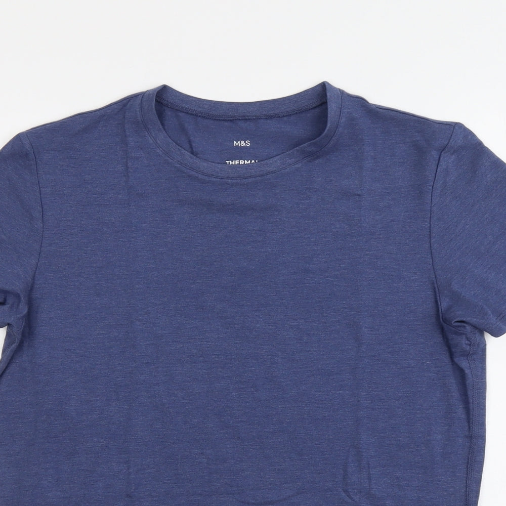 Marks and Spencer Mens Blue Acrylic T-Shirt Size M Round Neck