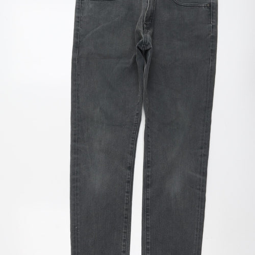 Uniqlo Mens Grey Cotton Straight Jeans Size 31 in L32 in Regular Button