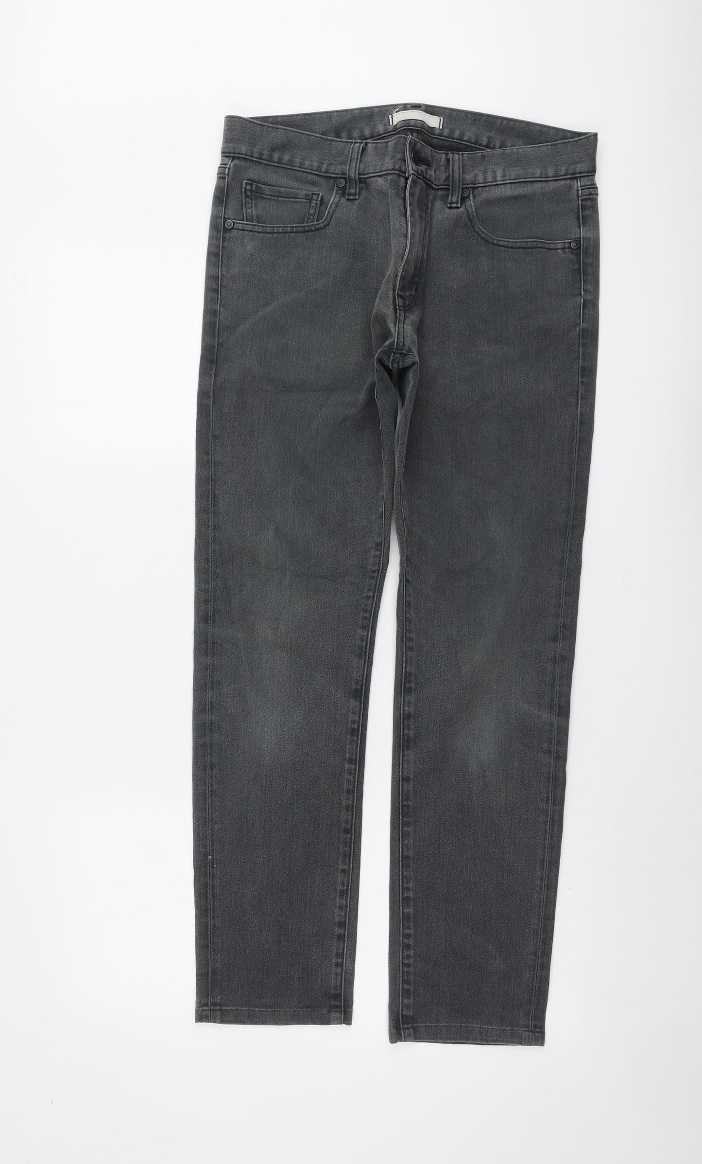 Uniqlo Mens Grey Cotton Straight Jeans Size 31 in L32 in Regular Button