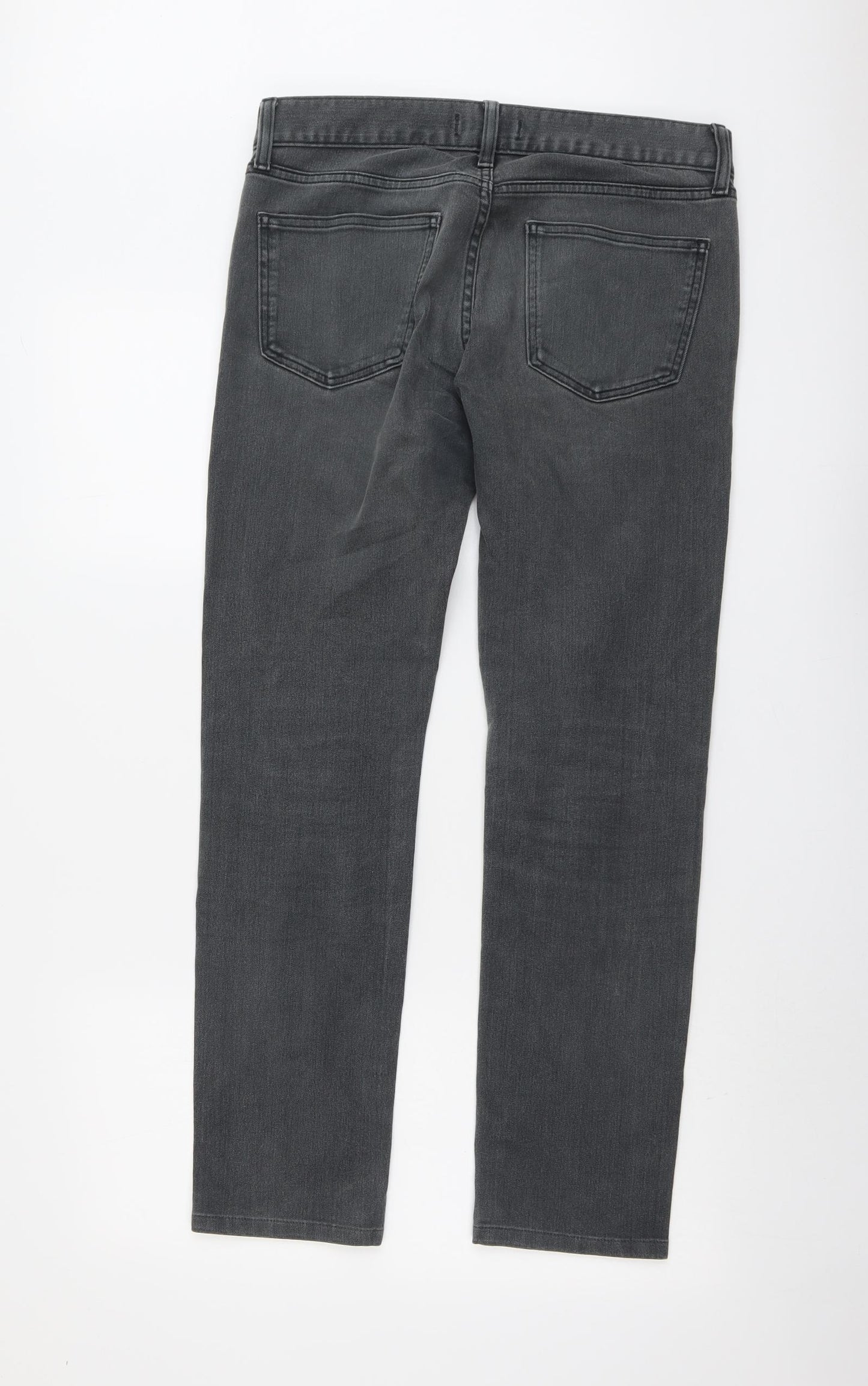 Uniqlo Mens Grey Cotton Straight Jeans Size 31 in L32 in Regular Button
