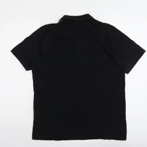 HUGO BOSS Mens Black Cotton Polo Size M Collared Button