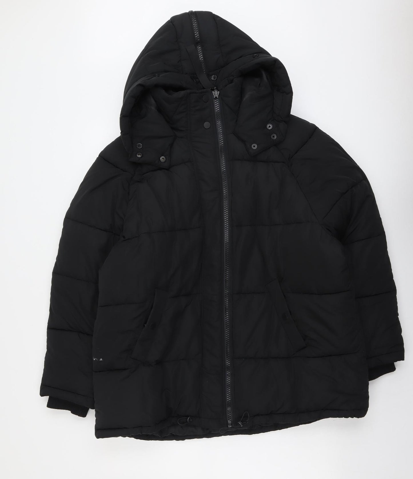 River Island Mens Black Puffer Jacket Jacket Size L Zip