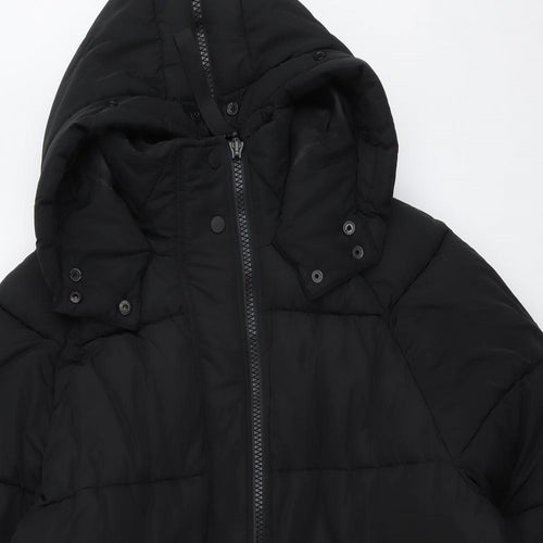 River Island Mens Black Puffer Jacket Jacket Size L Zip