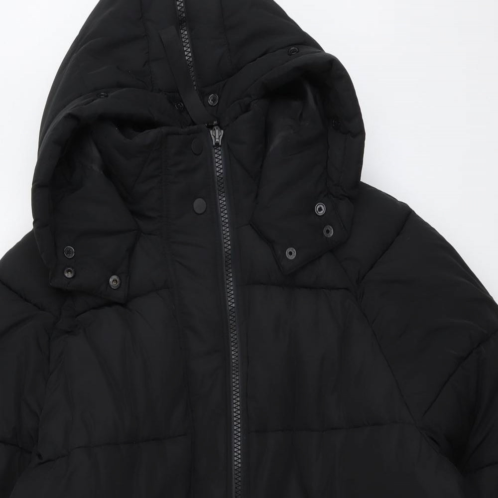 River Island Mens Black Puffer Jacket Jacket Size L Zip