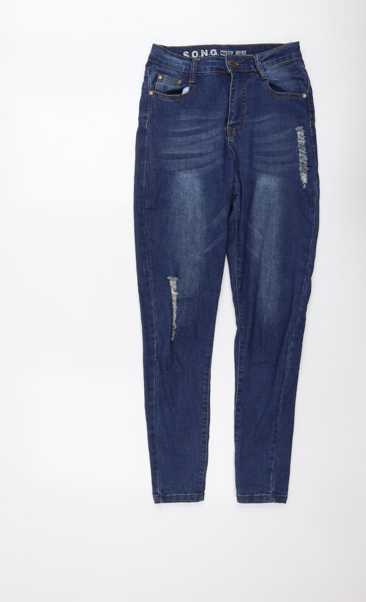 SONG Womens Blue Cotton Skinny Jeans Size 29 in L27 in Regular Button