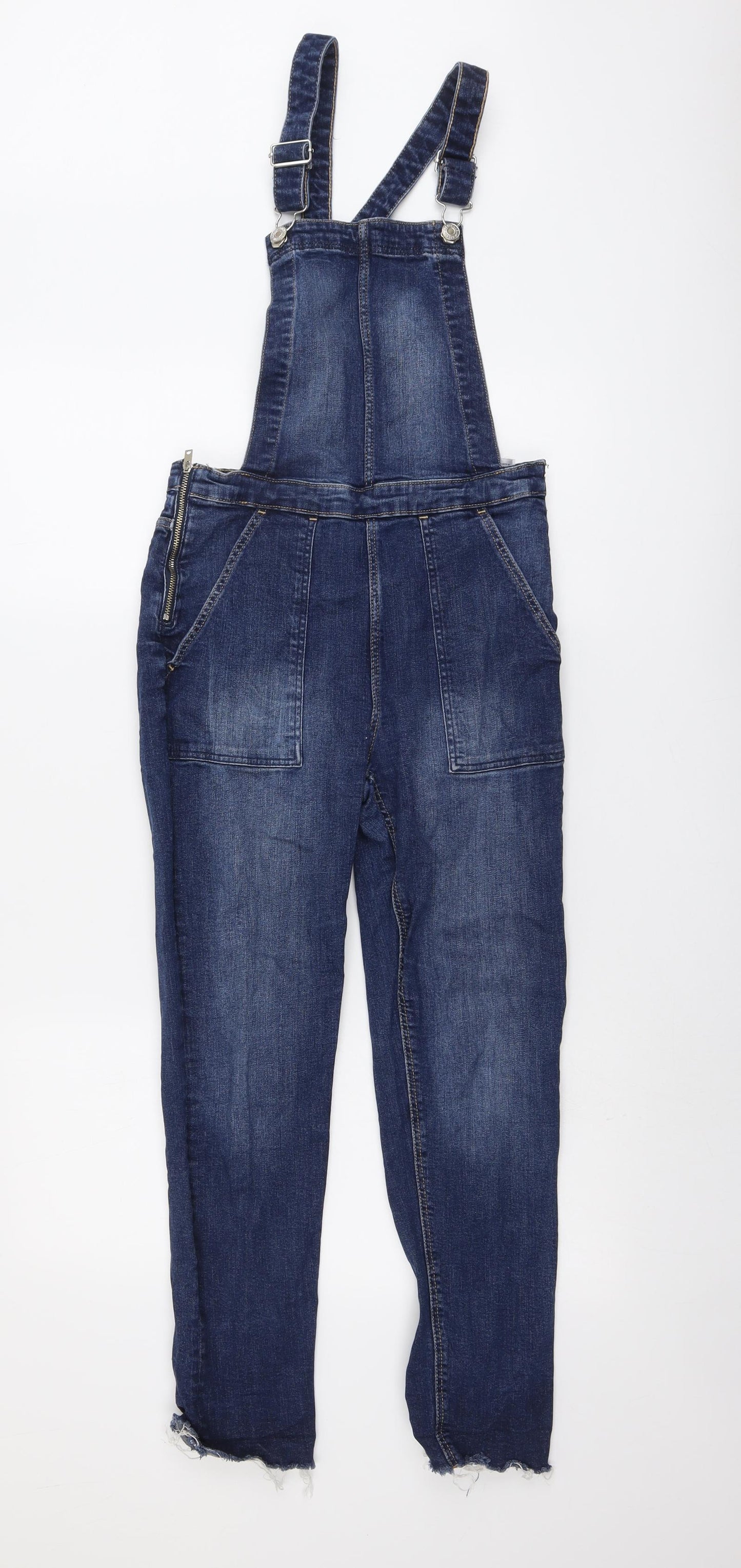 H&M Girls Blue Cotton Dungaree One-Piece Size 14 Years Button