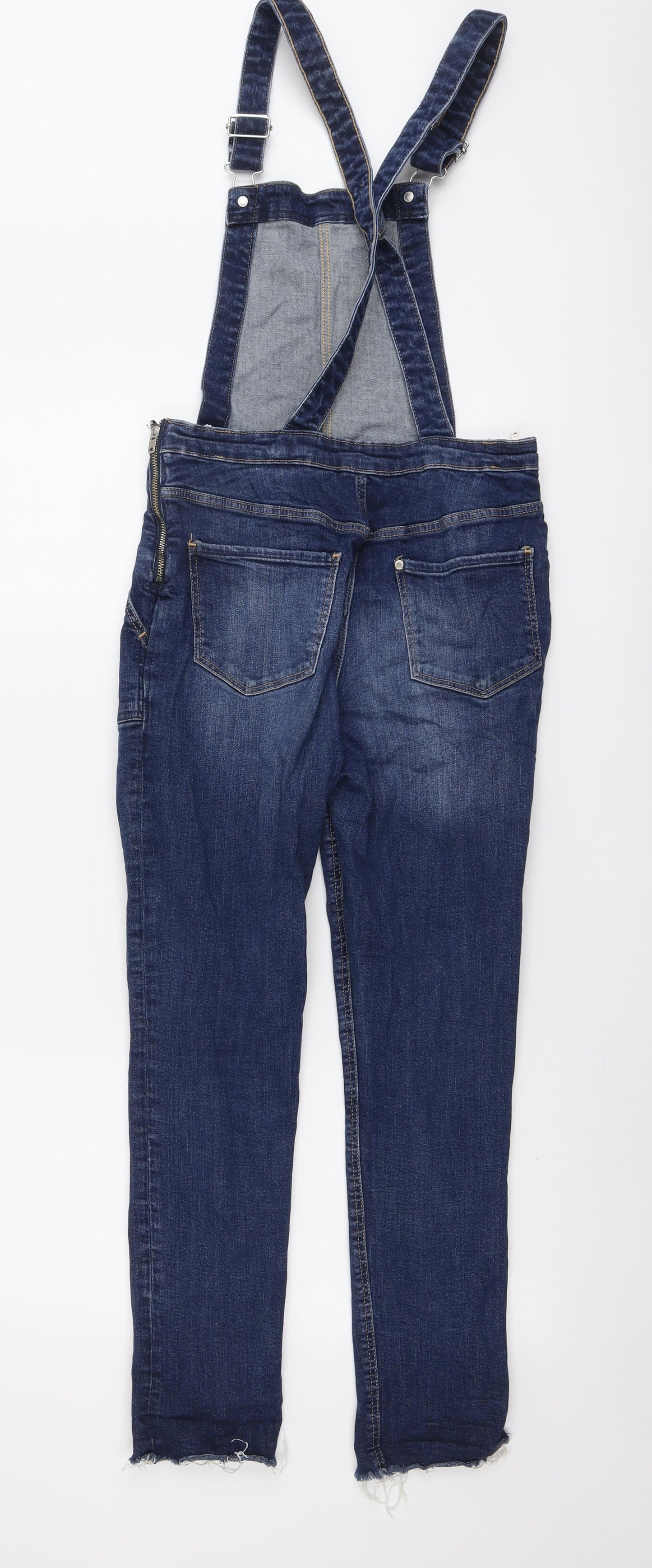 H&M Girls Blue Cotton Dungaree One-Piece Size 14 Years Button