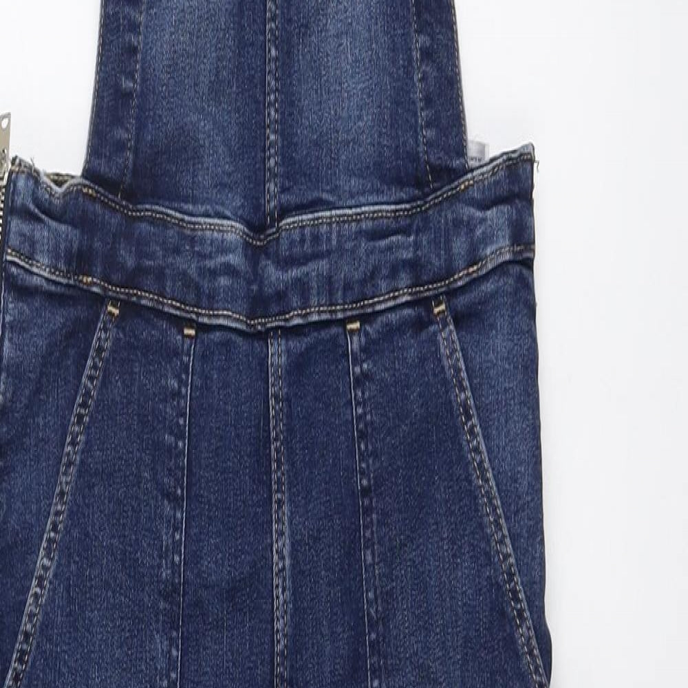 H&M Girls Blue Cotton Dungaree One-Piece Size 14 Years Button