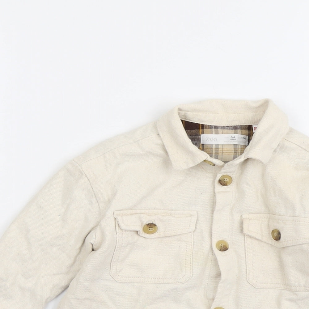 Zara Boys Beige Jacket Size 3-4 Years Button