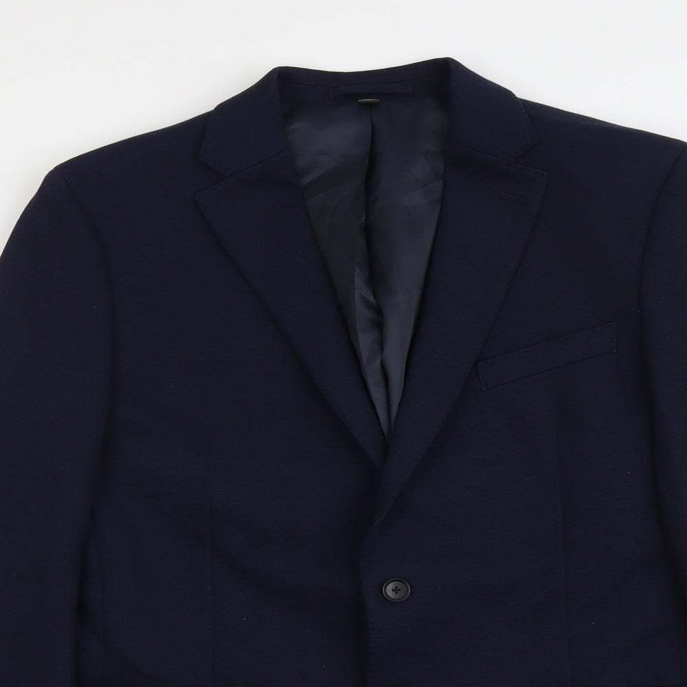 Marks and Spencer Mens Blue Polyester Jacket Suit Jacket Size 42 Regular