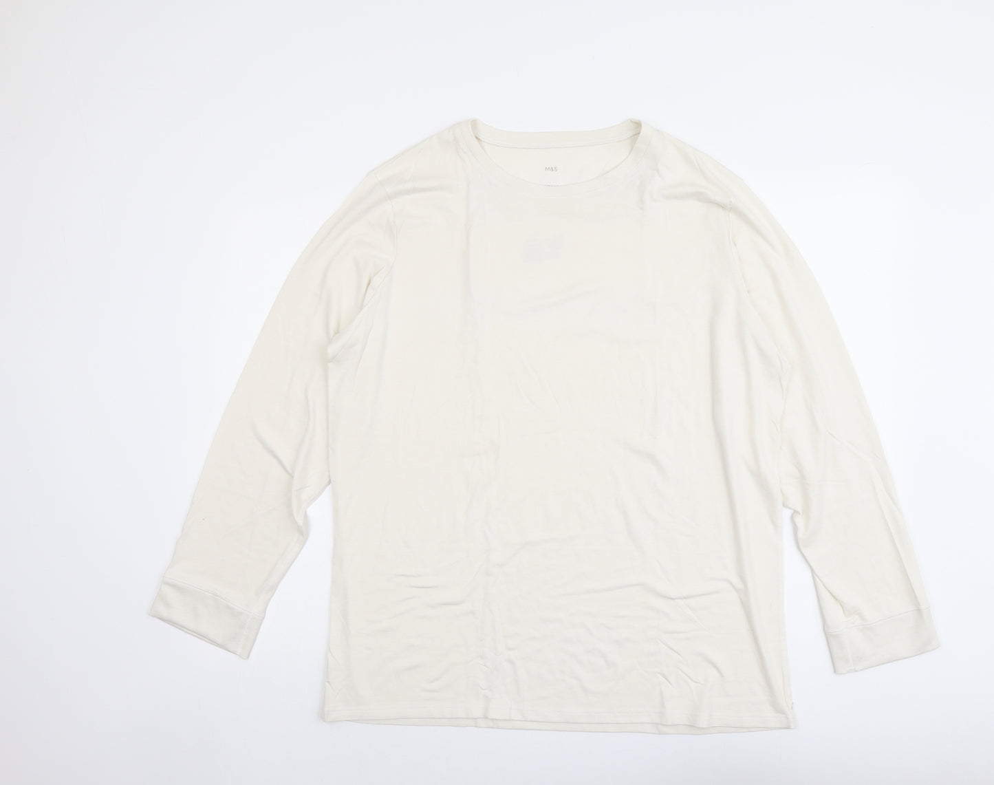 Marks and Spencer Mens Ivory Acrylic T-Shirt Size 2XL Round Neck