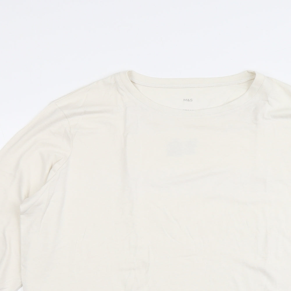 Marks and Spencer Mens Ivory Acrylic T-Shirt Size 2XL Round Neck