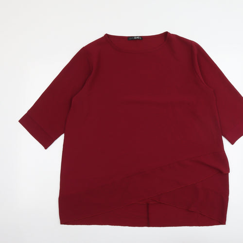 Quiz Womens Red Polyester Basic Blouse Size 16 Round Neck