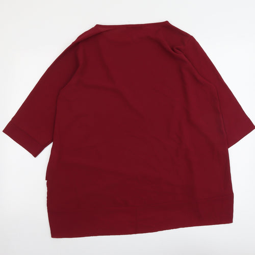 Quiz Womens Red Polyester Basic Blouse Size 16 Round Neck