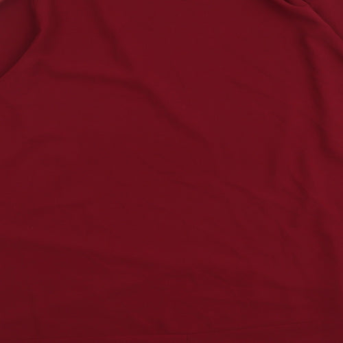 Quiz Womens Red Polyester Basic Blouse Size 16 Round Neck