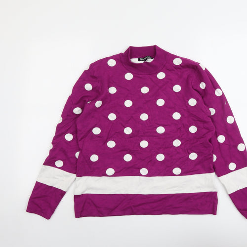 Paramour Womens Purple High Neck Polka Dot Viscose Pullover Jumper Size L