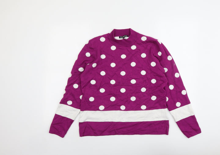 Paramour Womens Purple High Neck Polka Dot Viscose Pullover Jumper Size L