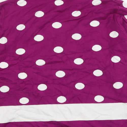 Paramour Womens Purple High Neck Polka Dot Viscose Pullover Jumper Size L