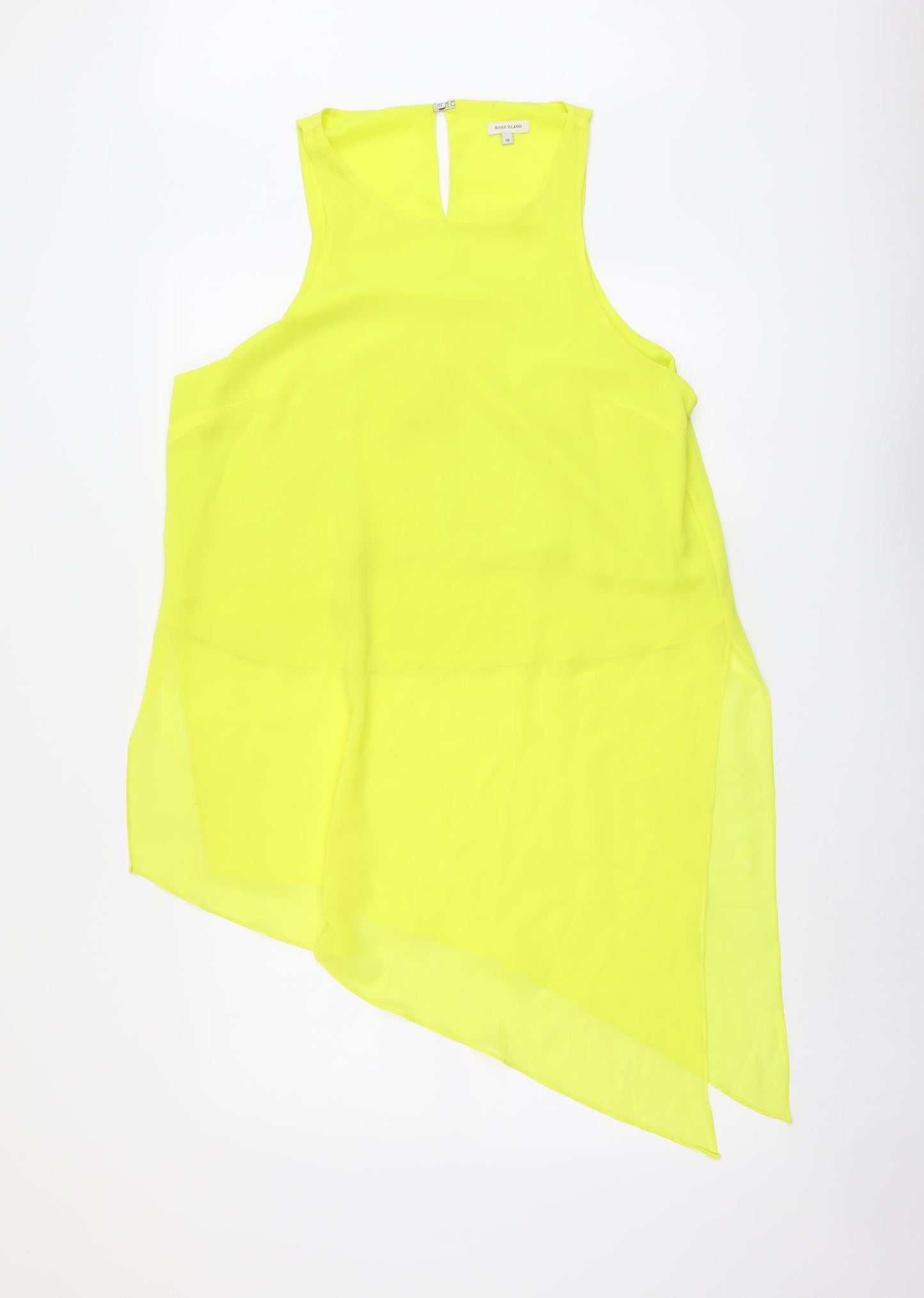River Island Womens Yellow Polyester Basic Tank Size 16 Round Neck