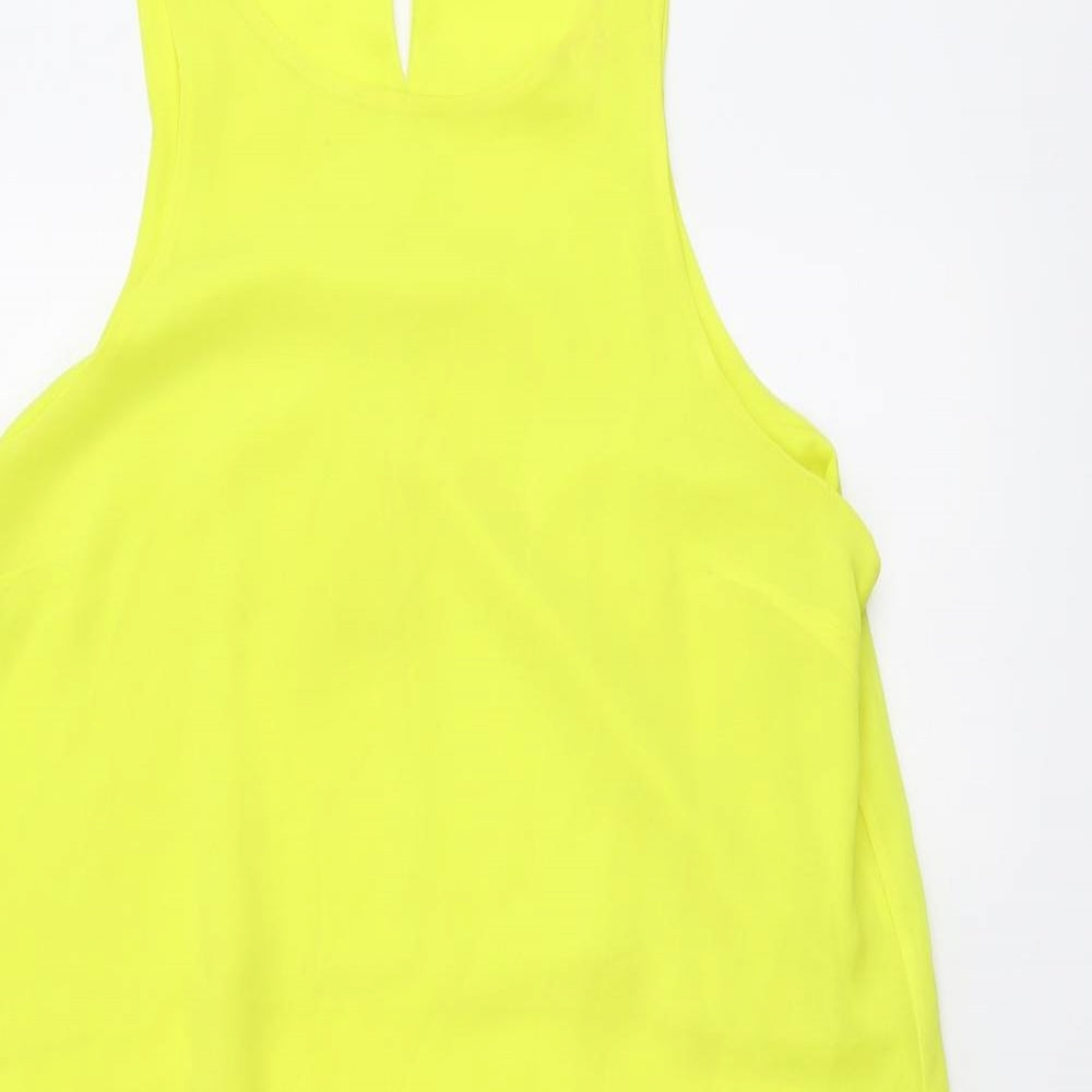 River Island Womens Yellow Polyester Basic Tank Size 16 Round Neck