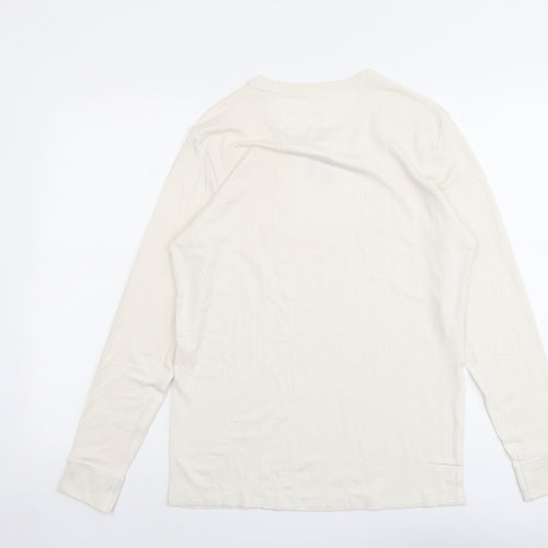 Marks and Spencer Mens Ivory Acrylic T-Shirt Size M Round Neck