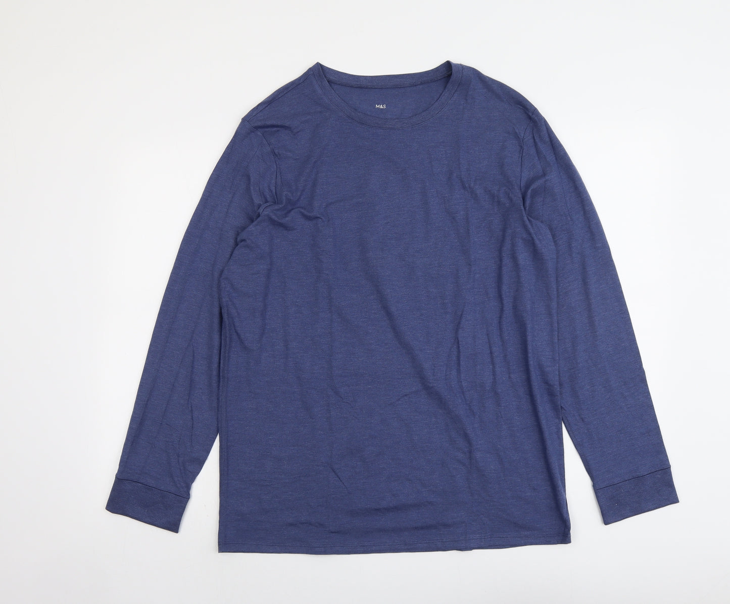 Marks and Spencer Mens Blue Acrylic T-Shirt Size XL Round Neck