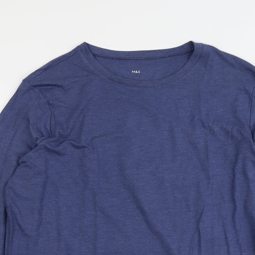 Marks and Spencer Mens Blue Acrylic T-Shirt Size XL Round Neck