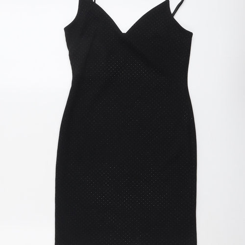 Topshop Womens Black Geometric Polyester Shift Size 6 Sweetheart Pullover