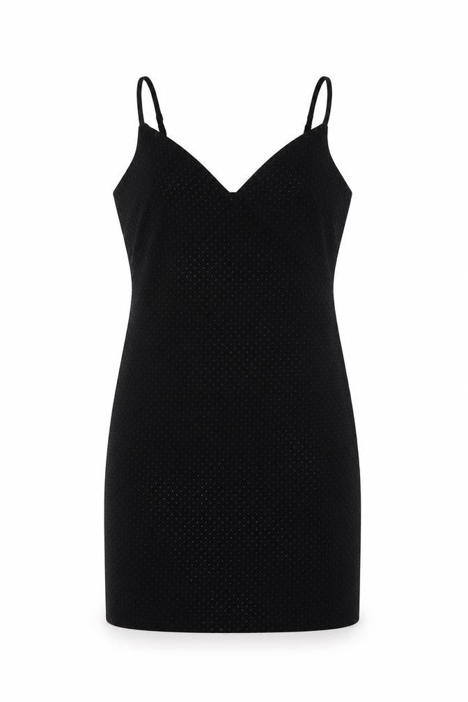 Front view of Topshop women’s black geometric polyester shift, size UK 6, sweetheart pullover