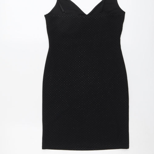 Topshop Womens Black Geometric Polyester Shift Size 6 Sweetheart Pullover