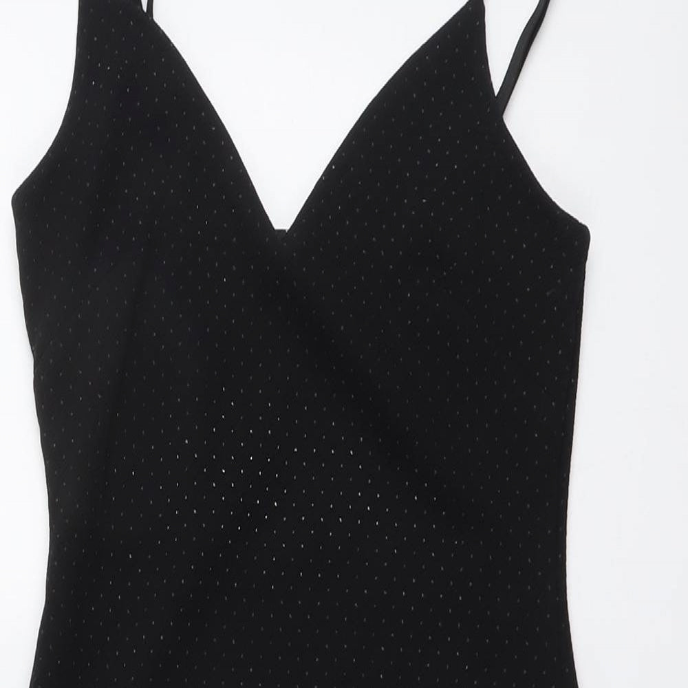 Topshop Womens Black Geometric Polyester Shift Size 6 Sweetheart Pullover