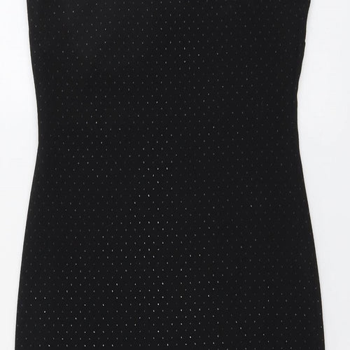 Topshop Womens Black Geometric Polyester Shift Size 6 Sweetheart Pullover