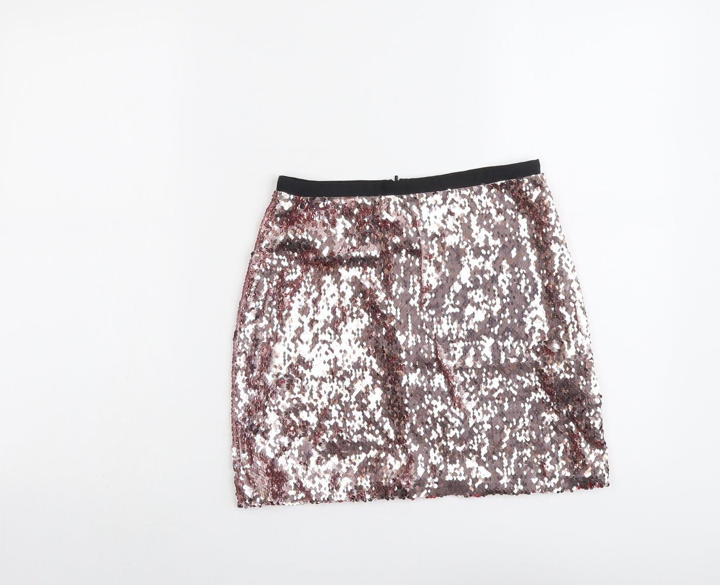 Topshop Womens Pink Polyester A-Line Skirt Size 6 Zip