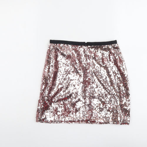 Topshop Womens Pink Polyester A-Line Skirt Size 6 Zip