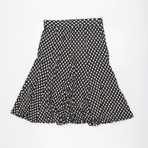 Marks and Spencer Womens Blue Geometric Viscose Swing Skirt Size 12