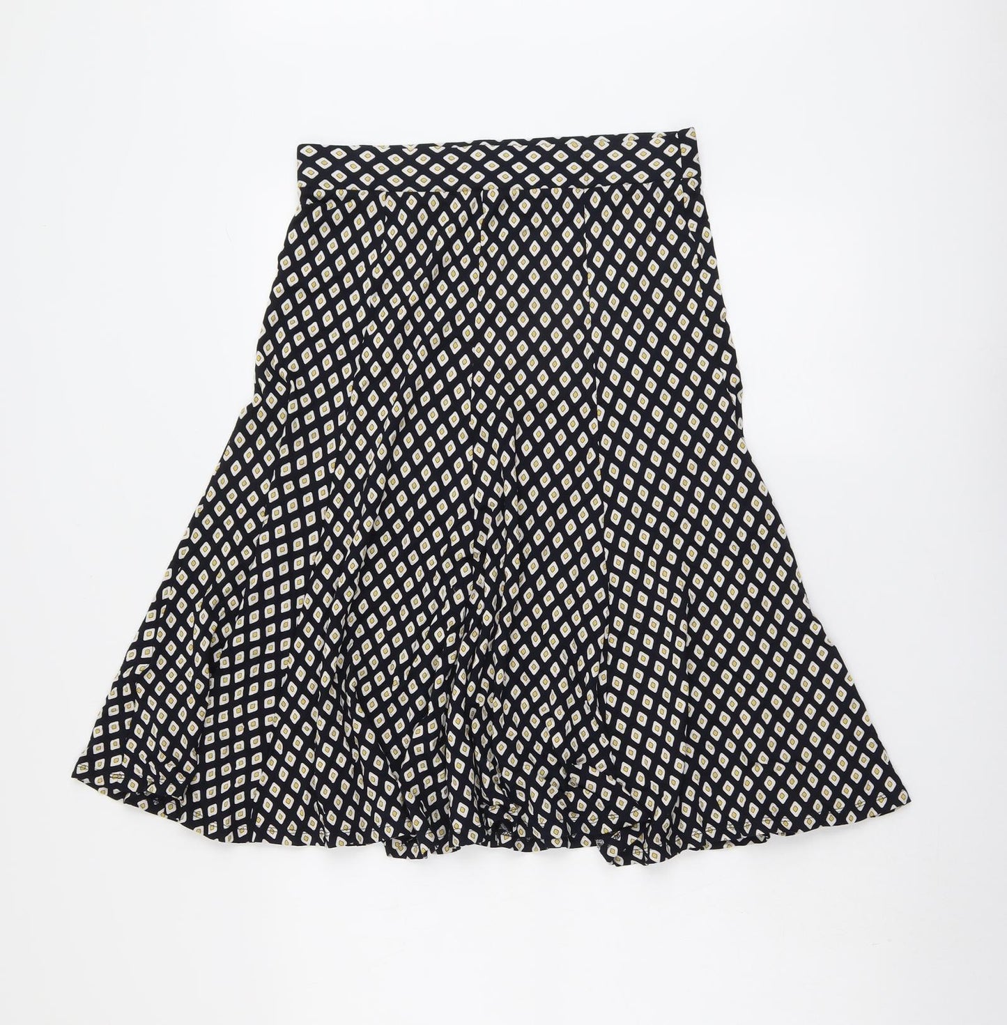 Marks and Spencer Womens Blue Geometric Viscose Swing Skirt Size 12