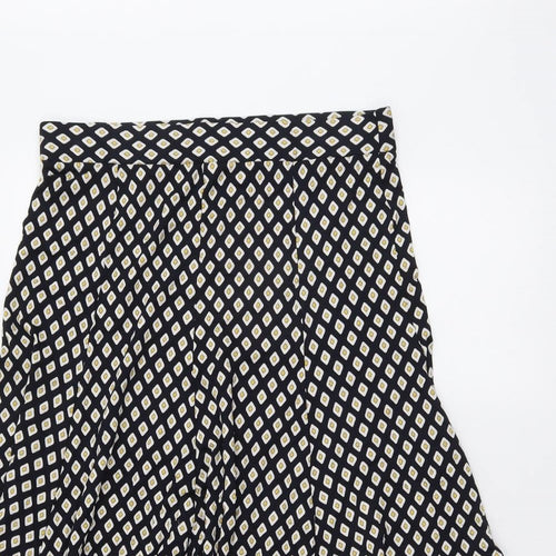Marks and Spencer Womens Blue Geometric Viscose Swing Skirt Size 12