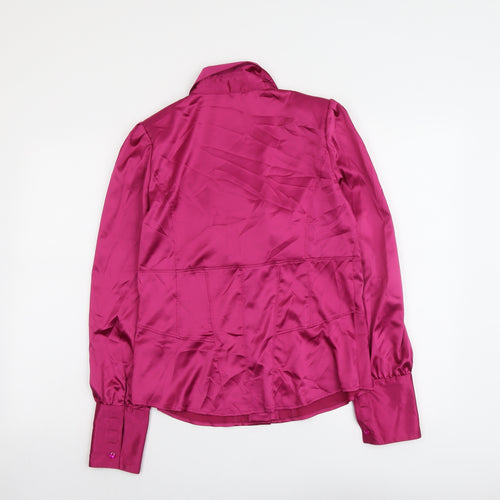 NEXT Womens Purple Polyester Basic Button-Up Size 12 Collared