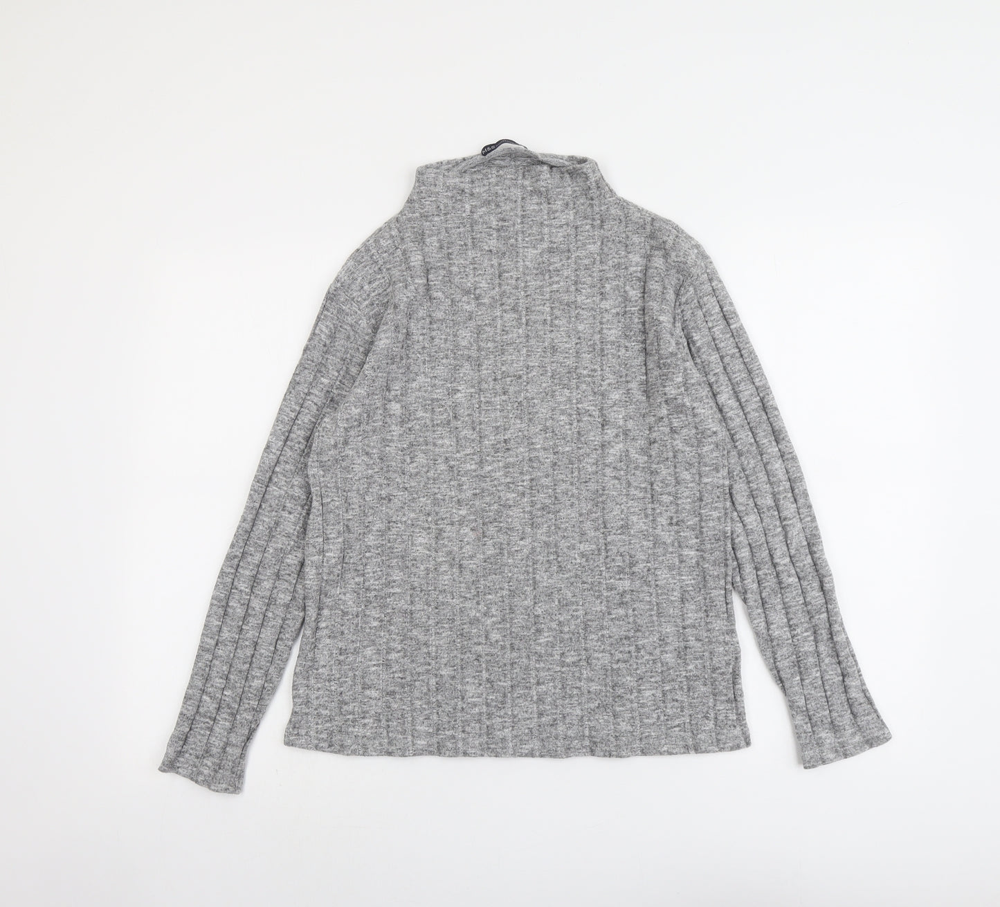Marks and Spencer Womens Grey High Neck Viscose Pullover Jumper Size 14