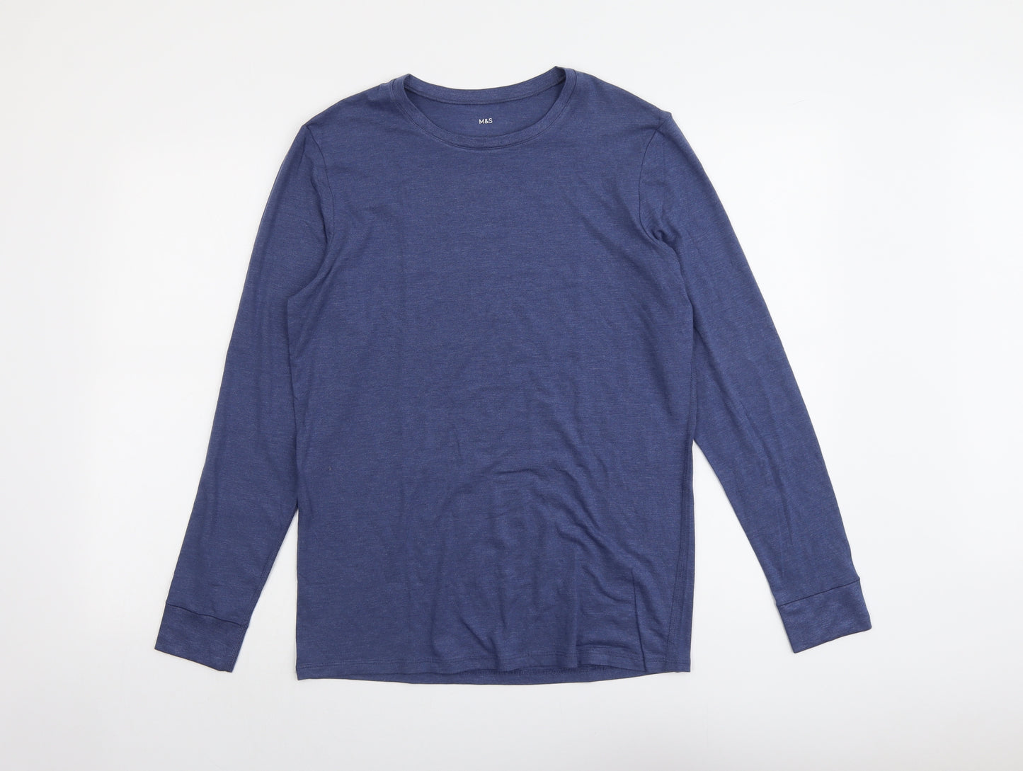 Marks and Spencer Mens Blue Acrylic T-Shirt Size M Round Neck