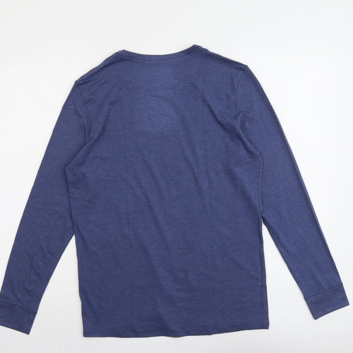 Marks and Spencer Mens Blue Acrylic T-Shirt Size M Round Neck