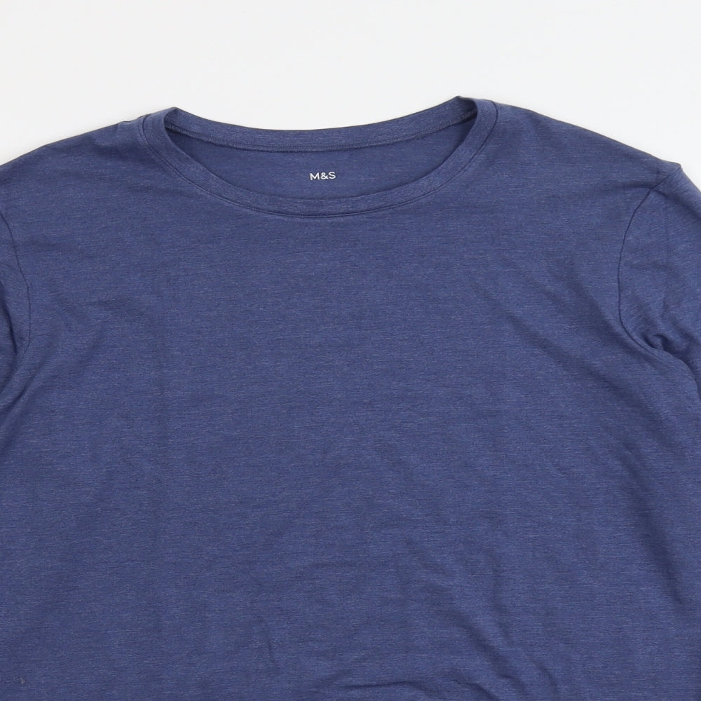 Marks and Spencer Mens Blue Acrylic T-Shirt Size M Round Neck