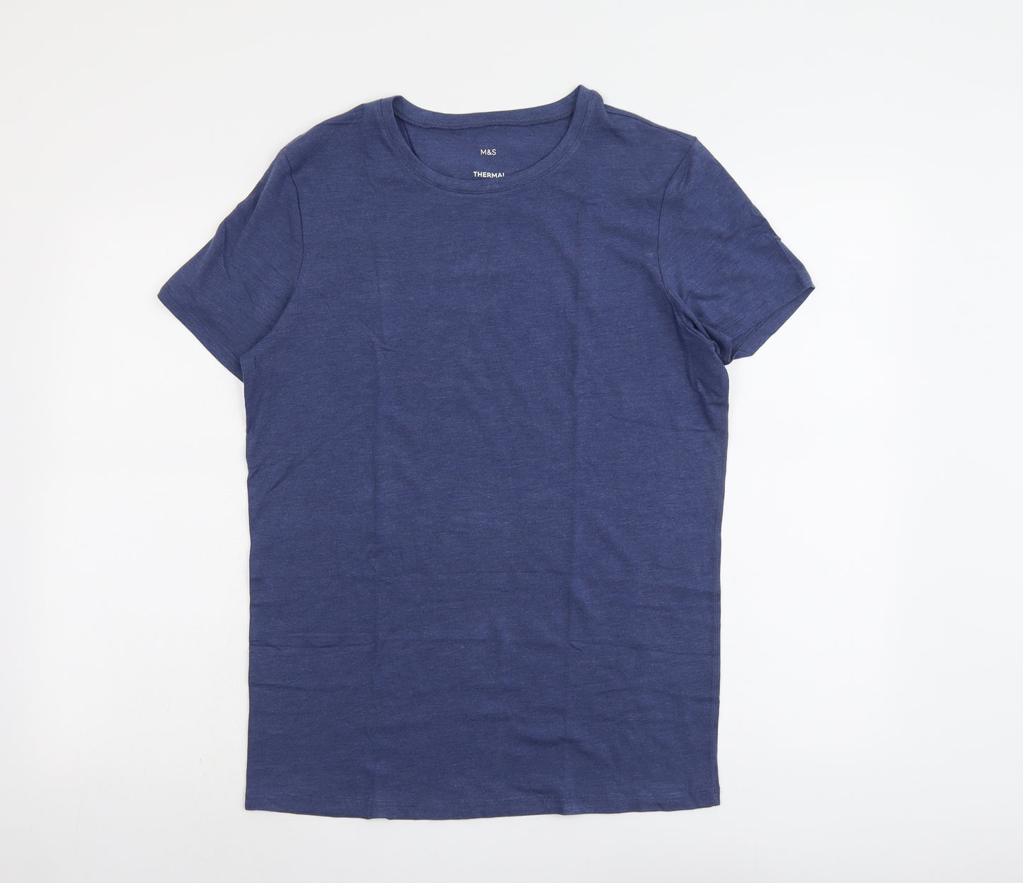 Marks and Spencer Mens Blue Acrylic T-Shirt Size M Round Neck
