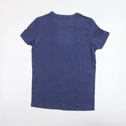 Marks and Spencer Mens Blue Acrylic T-Shirt Size M Round Neck