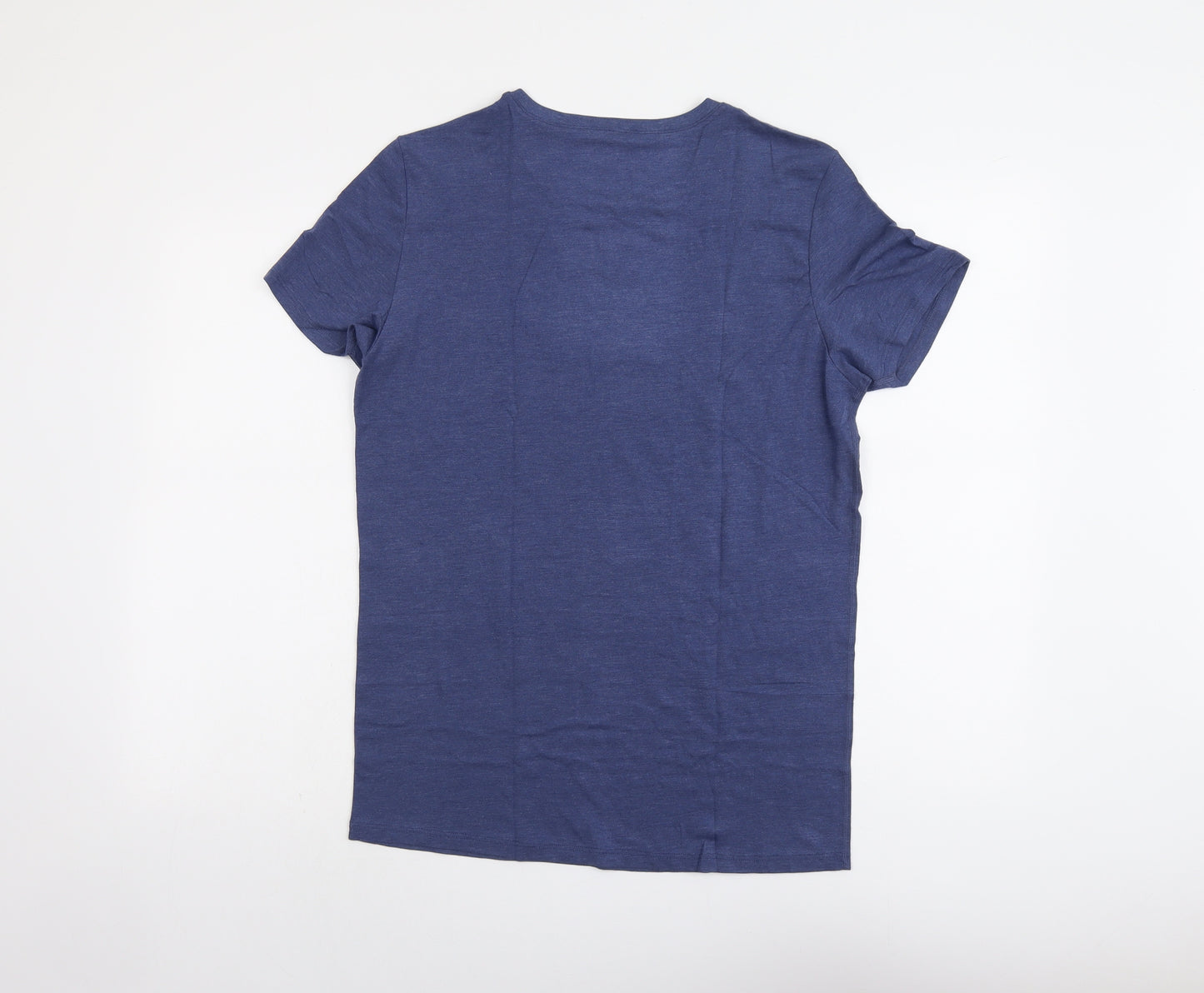 Marks and Spencer Mens Blue Acrylic T-Shirt Size M Round Neck