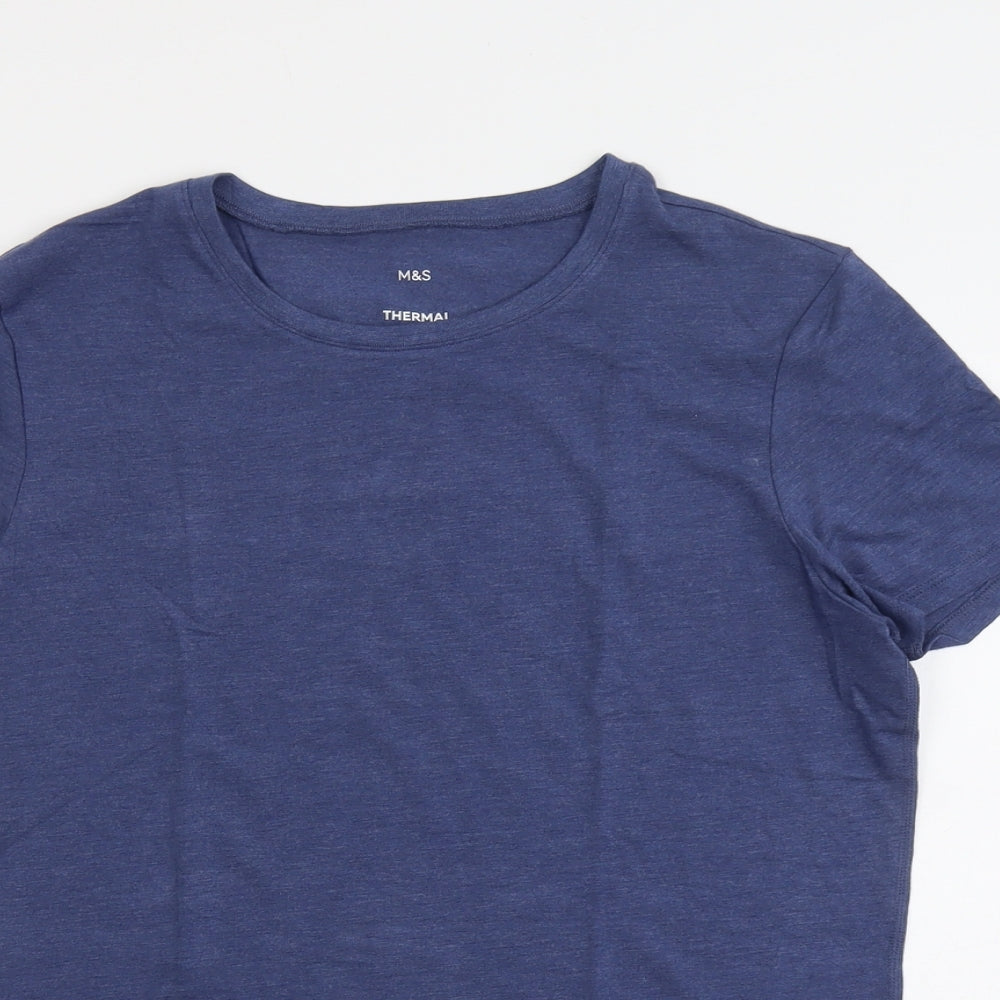 Marks and Spencer Mens Blue Acrylic T-Shirt Size M Round Neck