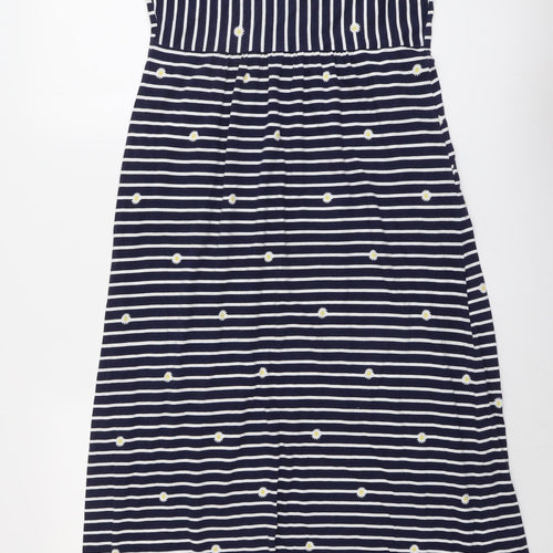 Joules Womens Blue Geometric Cotton A-Line Size 12 Round Neck Pullover