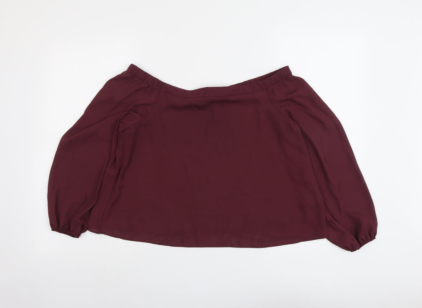New Look Womens Purple Polyester Basic Blouse Size 10 Off the Shoulder