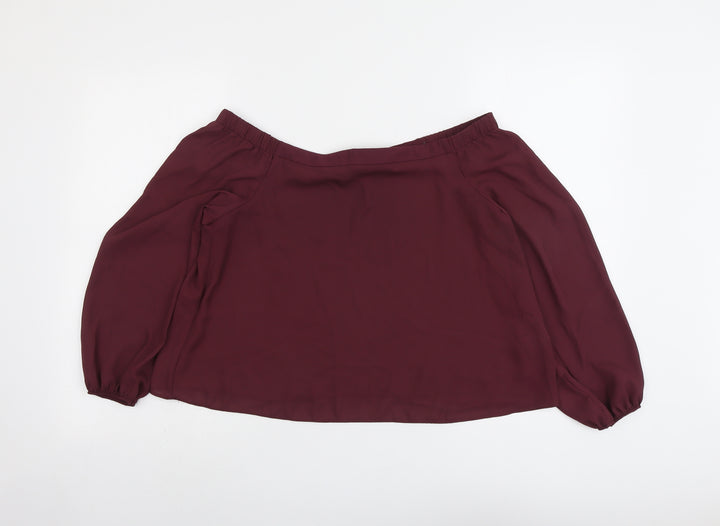 New Look Womens Purple Polyester Basic Blouse Size 10 Off the Shoulder